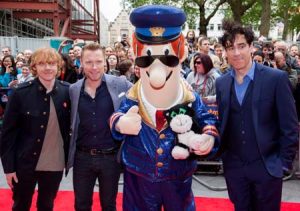 The cast of Postman Pat: The Movie at the premiere in London. 