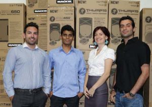 From left: Constantinos Drimakis, Operations Manager; Pramod Manerikar, Mackie Product Specialist, Jana Urbanovska, Marketing Executive; and Stathis Nicolopoulos, Logistics Manager.